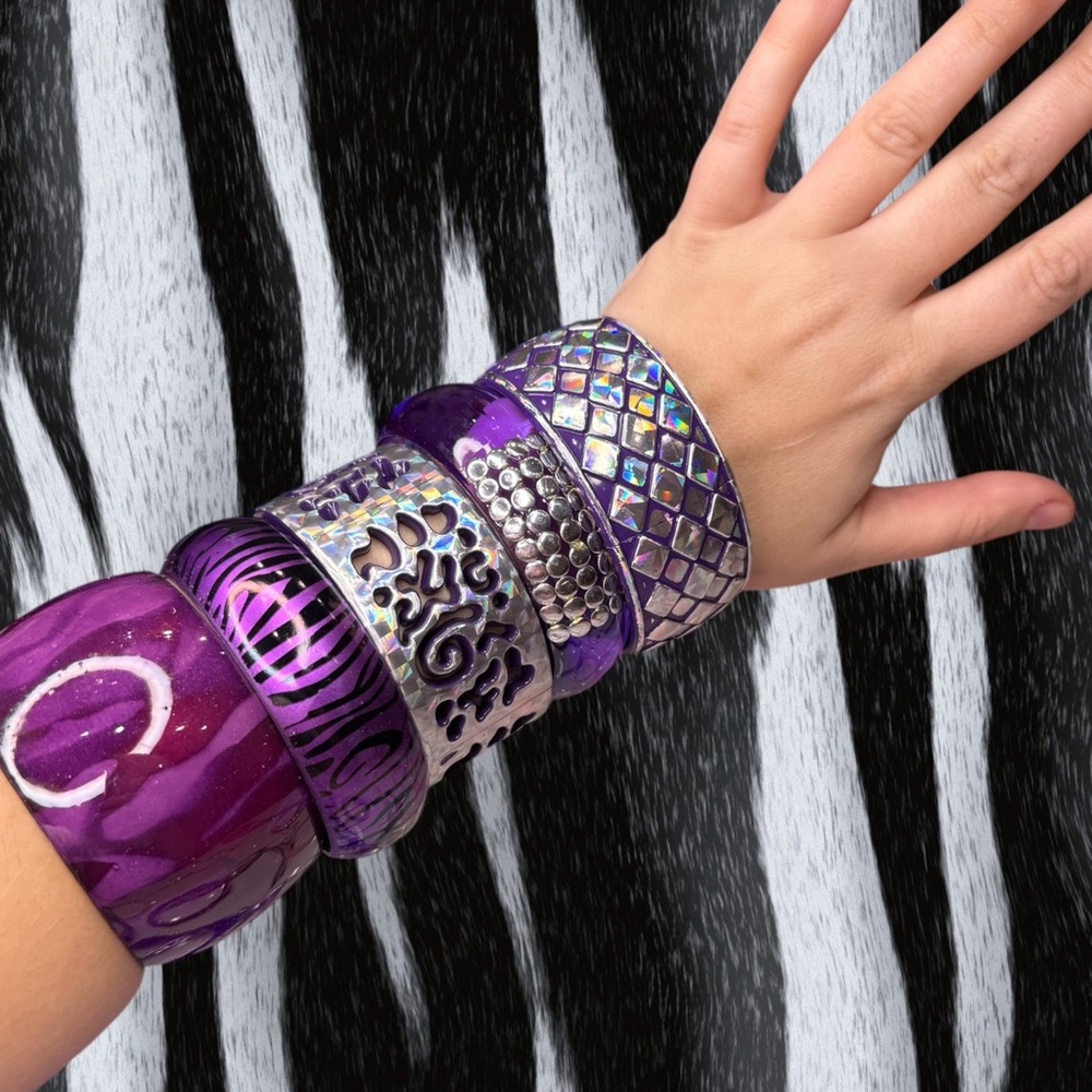 Deadstock Purple and Silver Bangle Set